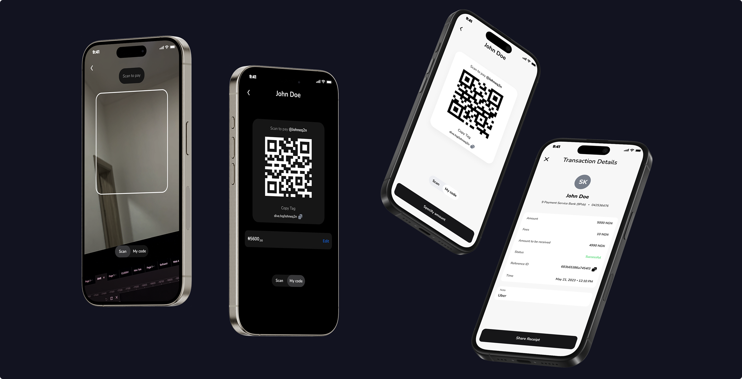 QR Pay app screens